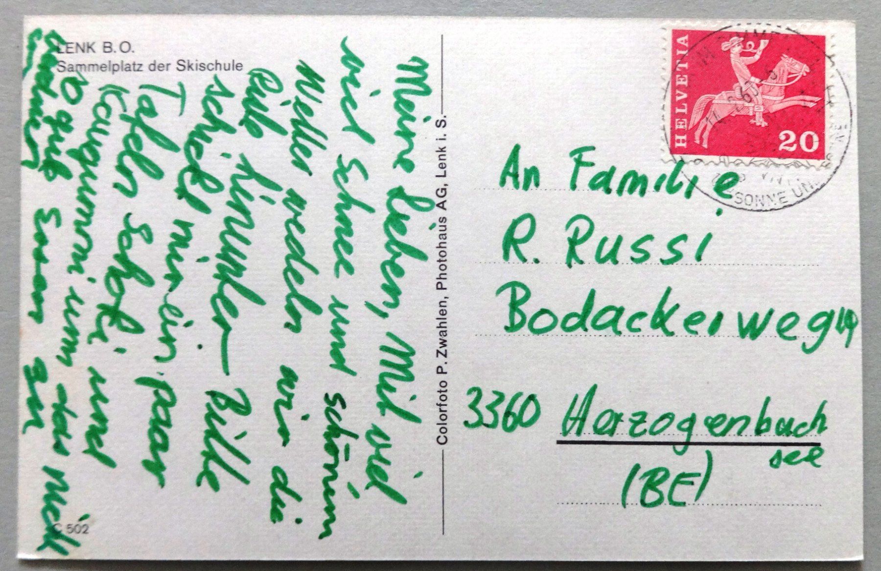 Cartoline postali: Lenk, B.O., Sammelplatz der Skischule – Usato da Fétigny venduto da Billy2miny 1