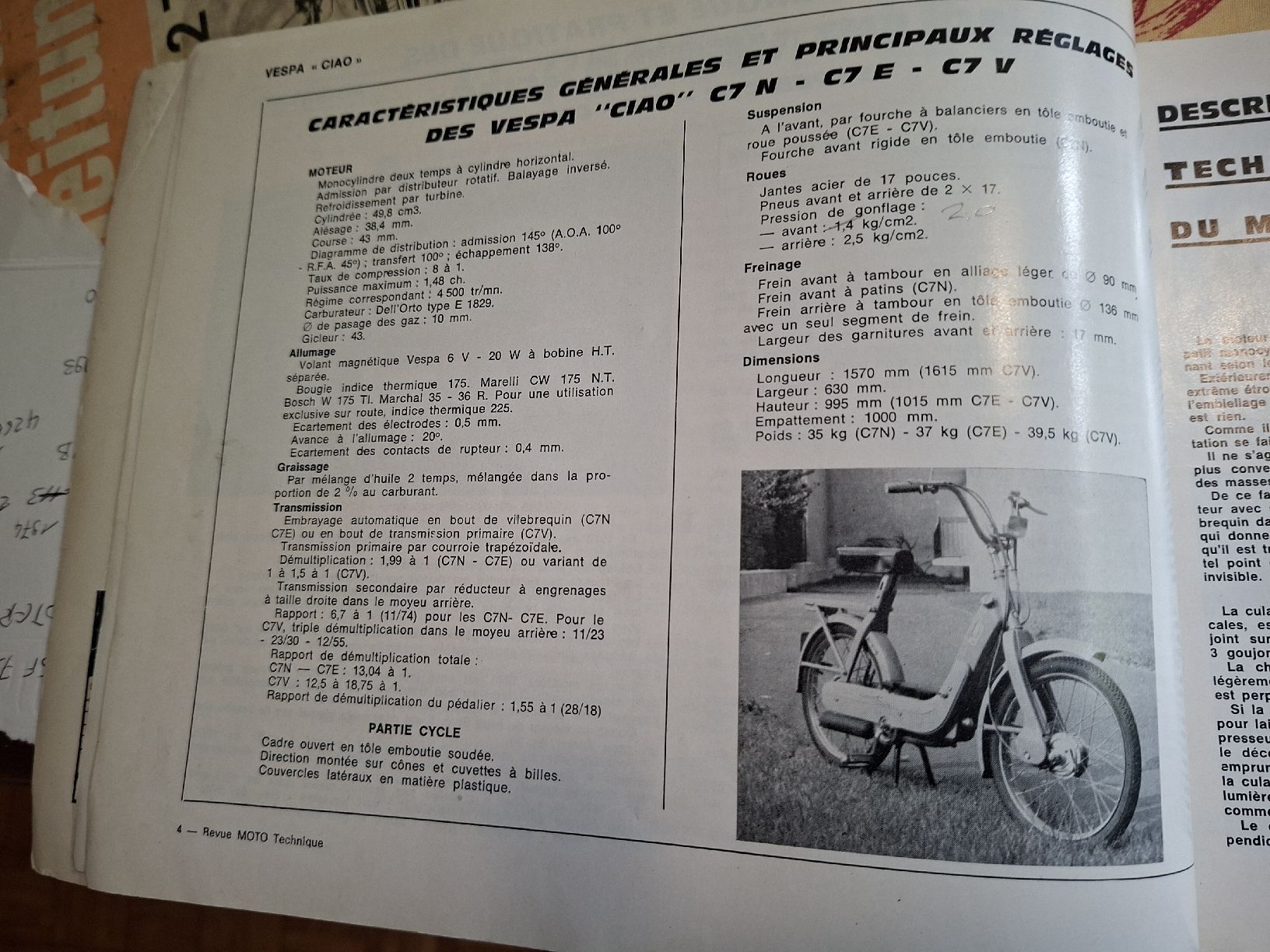 Honda Alle Motorradersatzteile: Vespa piaggio C7N C7E C7V Honda CB 250cc et 350cc 1971 – Gebraucht aus lausanne von Nicolier0 4
