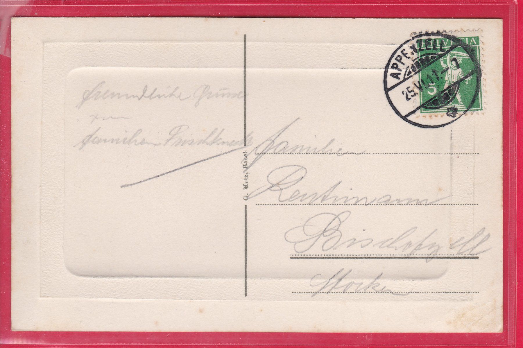Ansichtskarten: MEGLISALP 1520m, 25.6.1911 – Gebraucht aus Oberrieden von Gebirgsstelze 1