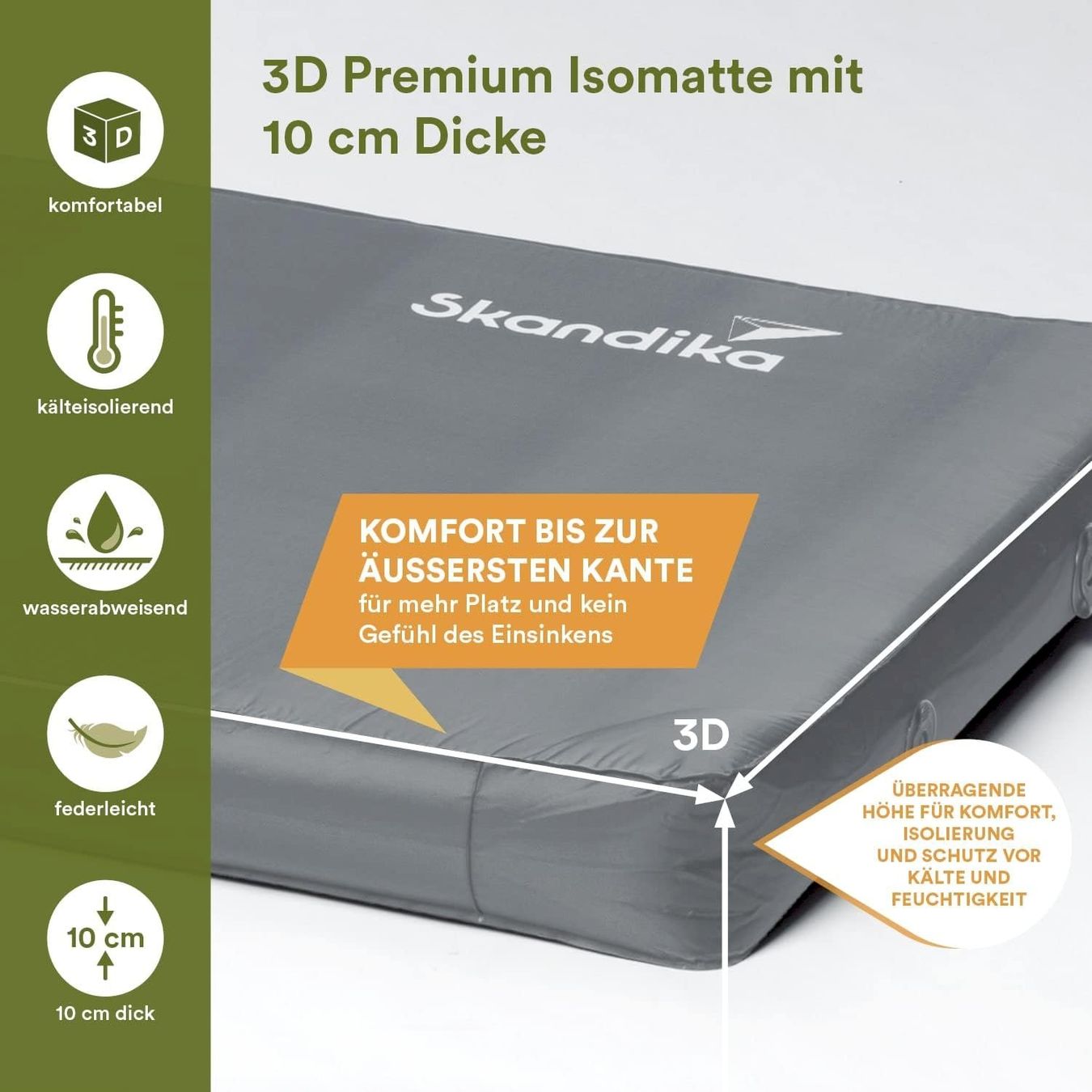 Tappetini fitness: Skandika Isomatte Easy 3D Premium Single – Nuovo e nell'imballaggio originale da Bottighofen venduto da zaap 1