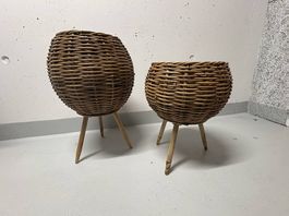 Blumentopf-Set scandi dreibein Korbgeflecht