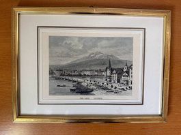 Schöner Stich mit Stadtansicht von Luzern aus dem 19. Jh.