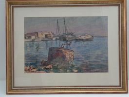 Aquarell – Hafenpartie – Braschler 1950