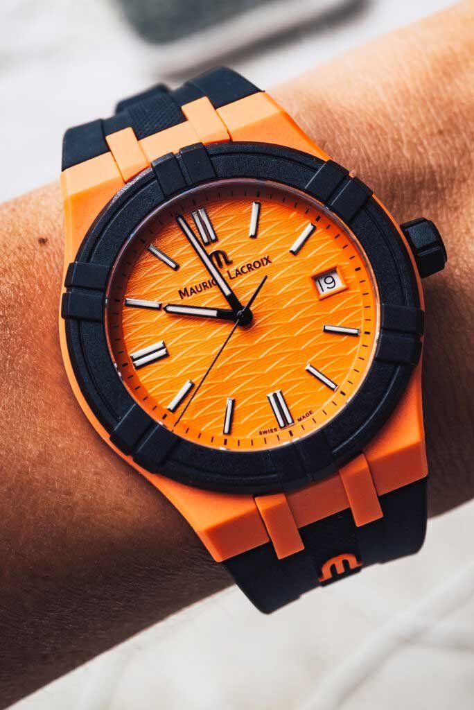 Maurice Lacroix Orologi: Maurice Lacroix Aikon #Tide Orange/Schwarz – Nuovo e nell'imballaggio originale da Immensee venduto da svs_gsm7