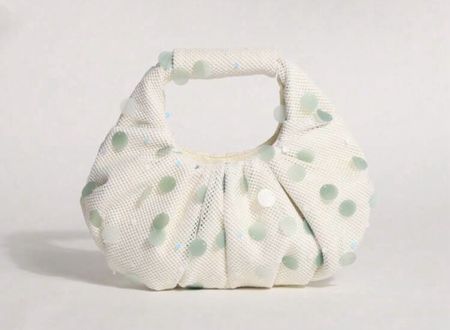 Sac main blanc pois vert clair neuf