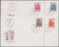 1961, Nr.381-384, Evangelisten auf vier FDC's, LUXUS; 300.-+