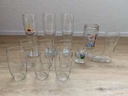 12 Stück Biergläser in diversen Formen, Grössen und Arten