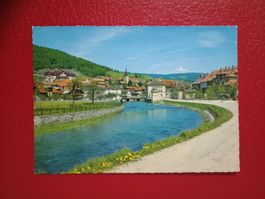 Vallorbe Waadt vom Uferweg der Orbe gesehen