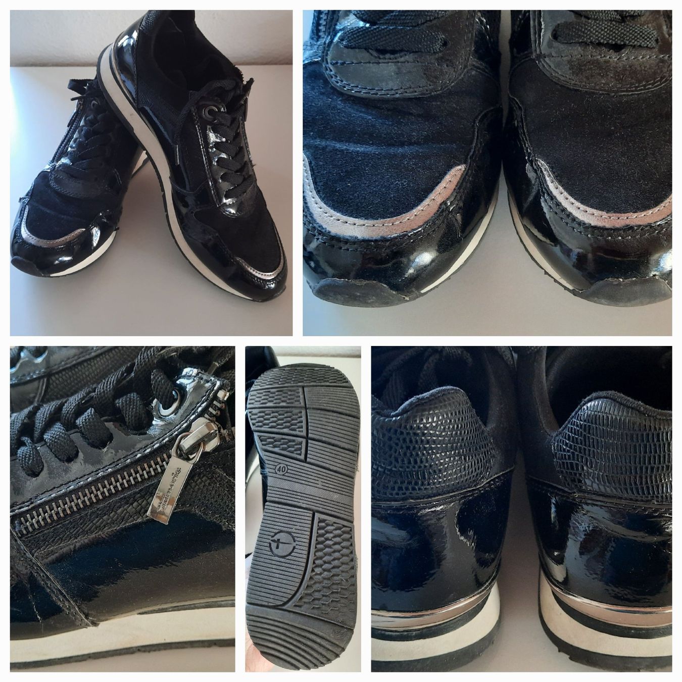 Tamaris Damenschuhe: ***TAMARIS*** Sneakers schwarz-glänzend Gr 40 – Gebraucht aus Wädenswil von H2H_Secondhandshop