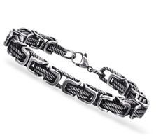 UNISEX GLIEDER ARMBAND EDELSTAHL DUNKELGRAU ELEGANT BIKER