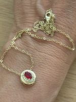 Luxus Elegante Zirkonia Kette Farbe : Gold/Rot/Weiss