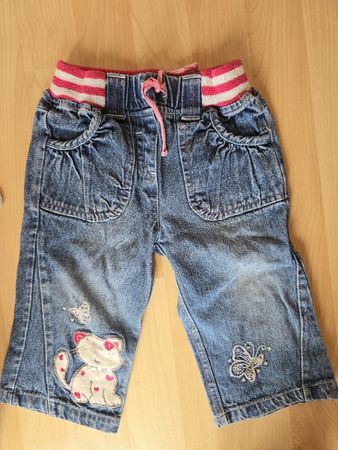 Süsse Mädchen Jeans Gr. 80 Katze Stickerei