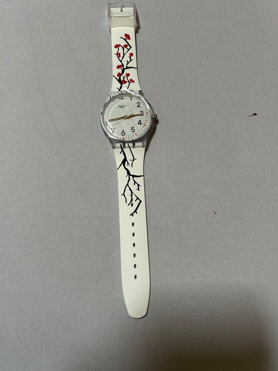 Swatch Orologi: Swatch Damenuhr weiss mit Kirschblütenmuster – Nuovo e nell'imballaggio originale da Schöfflisdorf venduto da gandig 1
