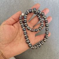 Vintage schwarze Perlenkette mit 925 Silberverschluss