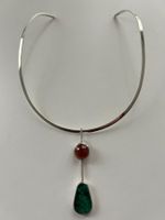Collier, Halsreif in 925 Silber, echte Steine