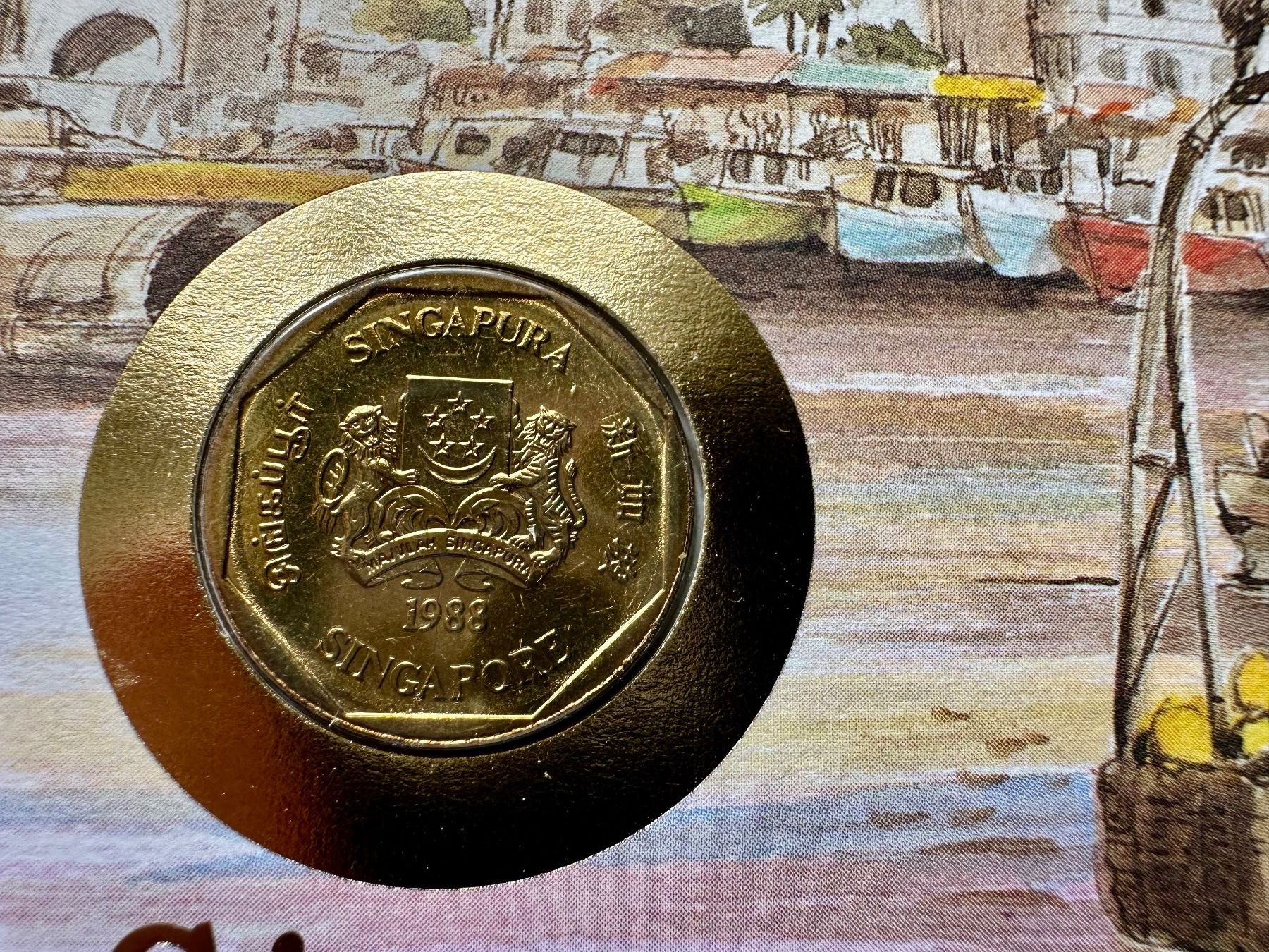 Tutti le monete: Münzbrief Singpore mit Münze One Dollar – Usato da Untersiggenthal venduto da Peki 1