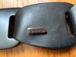 Gucci Gürtel VINTAGE schwarz mit Holzelement