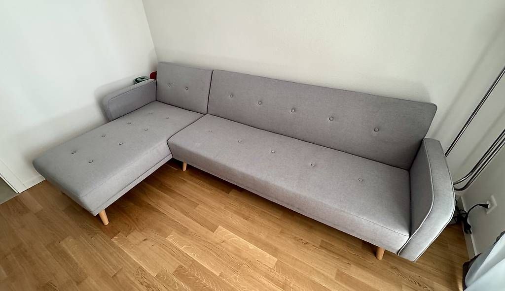 Divani: Eckcouch hellgrau Stoff 274×155 cm – Usato da Marly venduto da inf_qnw7