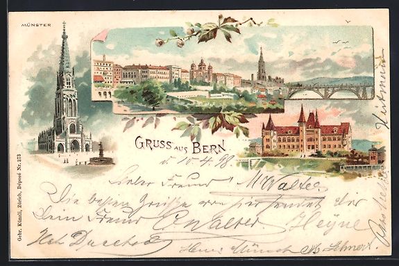 Cartoline postali: Litho Bern, Gesamtansicht, Münster – Usato da Berlin venduto da bartko-reher