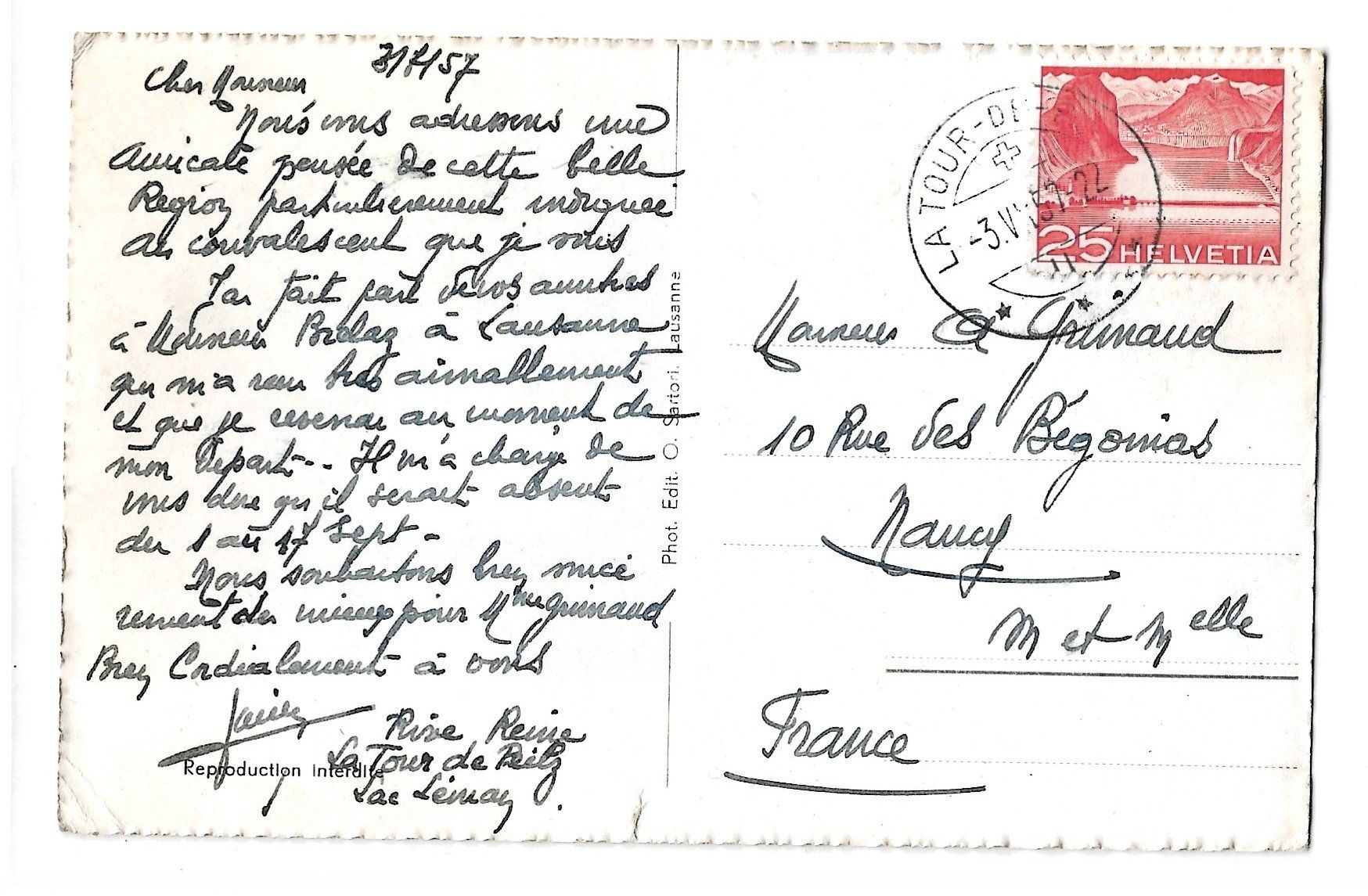 Cartoline postali: AK 1957  Vevey, Genfersee – Usato da Greifensee venduto da 315WDO 1