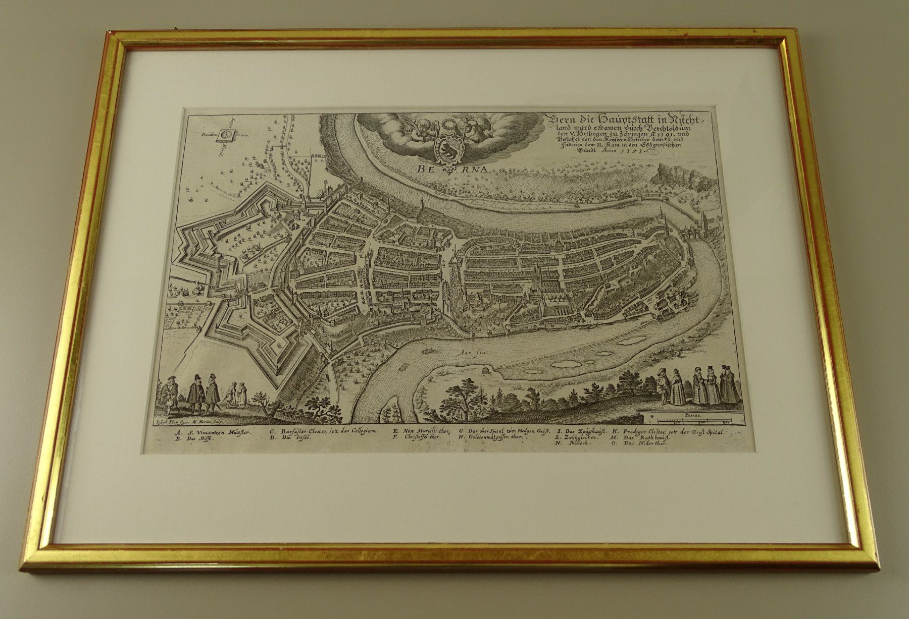Incisioni: BERN, MERIAN KUPFERSTICH 1654 – Usato da Grüningen venduto da Kartensammler