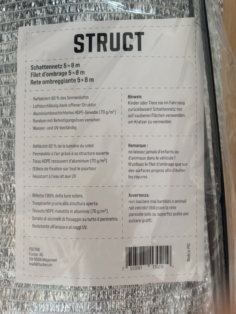 Altri accessori: STRUCT Schattennetz 5x8m neu (1x gebraucht) – Usato da Appenzell Meister. venduto da ce. 2