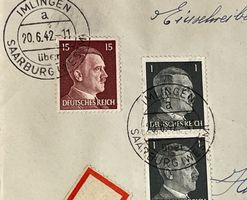Lettre recommandée du 20.06.1942 timbres à effigie d'Hitler