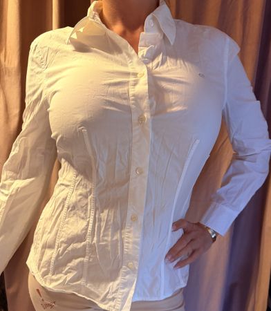 Escada Damen Bluse weiss langarm tailliert