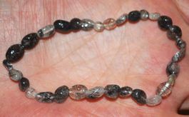 Armband E-40 – Rutilated Quarz schwarz - 21cm – elastisch