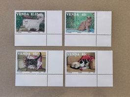 Briefmarken Südafrika Katzenmotive 1993, 4er-Block komple...