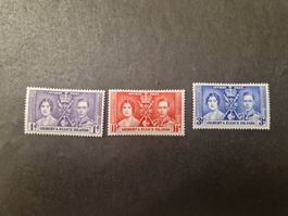 3 seltene Briefmarken Gilbert & Ellice 1937