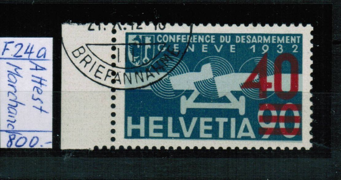 Alle Briefmarken: Flugpost Nr.24a - hellrot - Attest Marchand – Gebraucht aus Bern von peri02