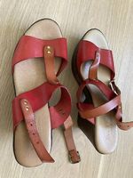 Sandales en cuir véritable rouge et marron 37 nouveau