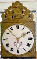 4-Glocken Comtoise Uhr, Sonne, 3-Werke 1830, Spindelwerk rar