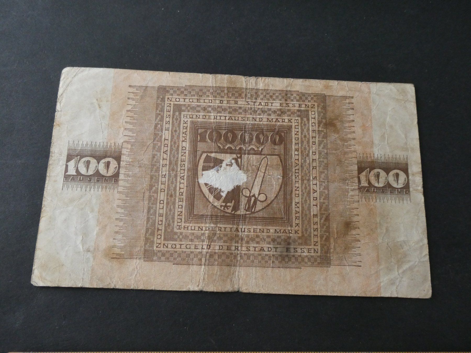 Banconote: Dt. Reich 1923, Essen, 100'000  Mark – Usato da Hinterforst venduto da Rohusri 1