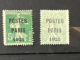 Préoblitérés Semeuse 1921 5c, 15c,  (*)