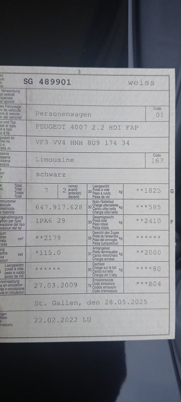 Peugeot Automobili: Peugeot 4007, 4x4, AHK uvm... – Usato da Grabs venduto da Pi-1974 6