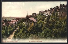AK St. Gallen, Tellstrasse, Kirche, 1908