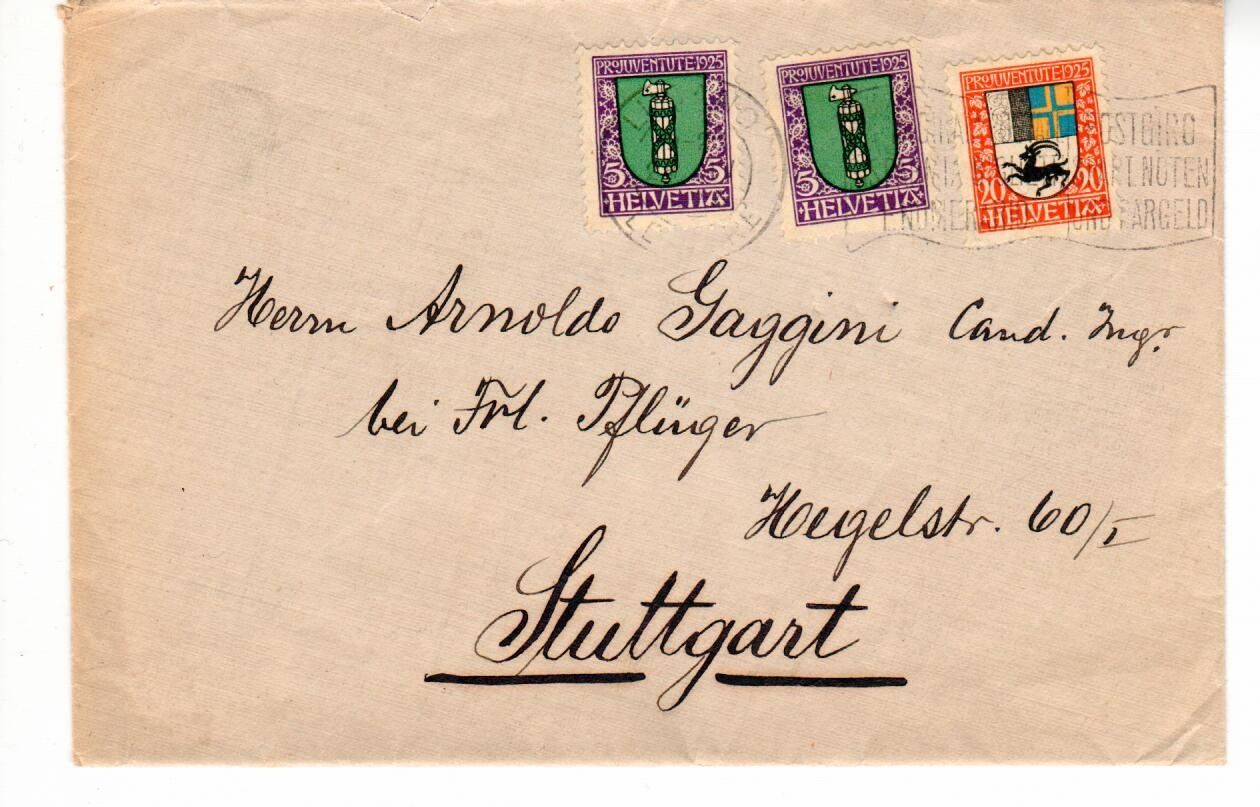 Tutti i francobolli: Brief aus Lugano nach Stuttgart 1925 – Usato da Wolhusen venduto da Curver9