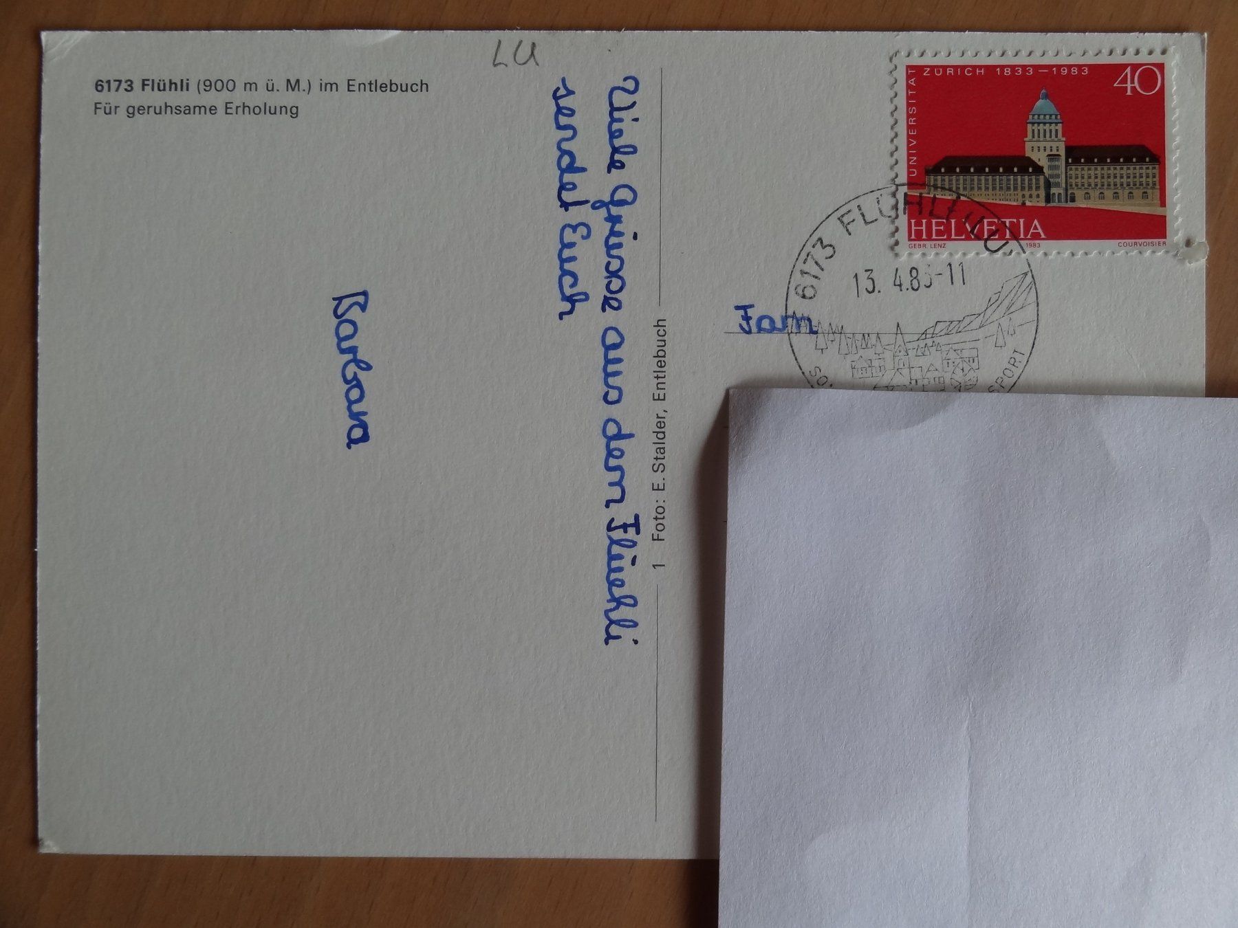 Cartoline postali: Flühli - Entlebuch - 1983 – Usato da St Léonard venduto da Riglin 1