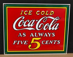 altes Coca-Cola Emailschild  02- NEU - Grösse 32,7x26,3 cm