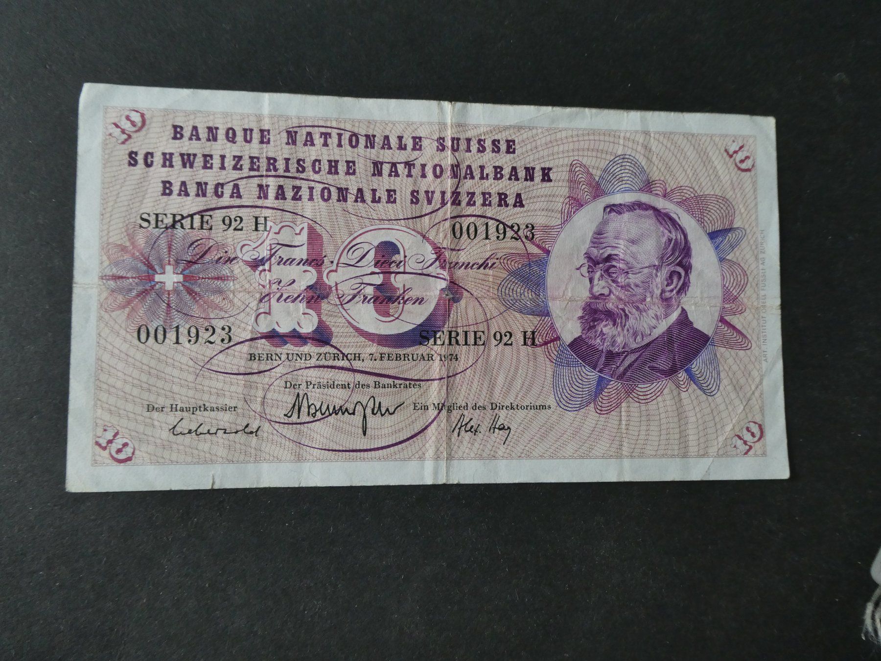 Billets de banque: Schweiz 1974,  10 Franken – D'occasion à Hinterforst par rohusri