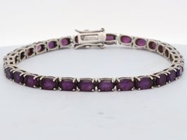 Armband 925 Silber mit violetten Steinen //i636