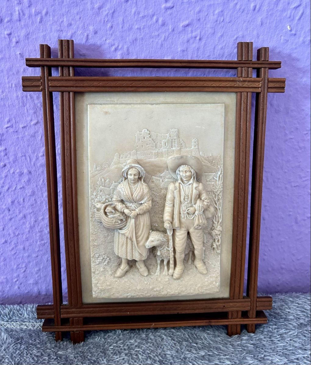 Sculture & Statue: Bas relief calcaire, Coupke de bergers devant ruines – Usato da Petit-Lancy venduto da Pierre_le_voyageur