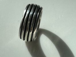 Moderner 925 Silber Ring – Breit mit Rillen (Unisex)