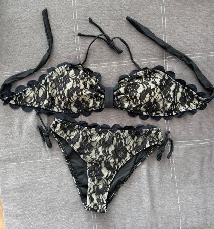 Spitze Bikini Set Schwarz Gr. M Neu