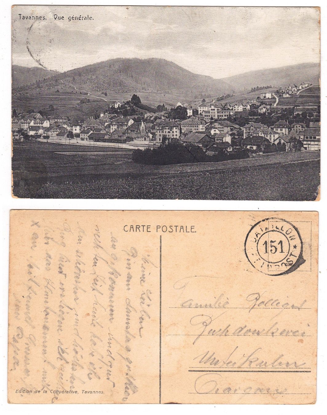 Cartoline postali: Tavannes, vue générale – Usato da La Tour-de-Peilz venduto da amjust