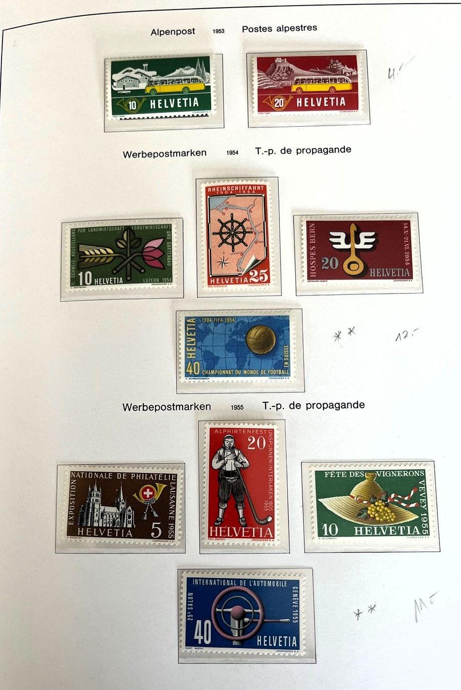 Alle Briefmarken: Werbemarken Serien 1953 - 1955  Serien Postfrisch ** – Gebraucht aus Häusernmoos von Koi-Gartenteich