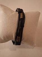Schwarzes Lederarmband Herren Vintage Style
