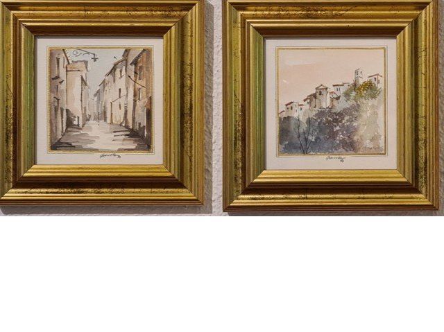 Dipinti: 2 Aquarelle "Carpineto-Romano" signiert – Usato da Frauenfeld venduto da Purzli